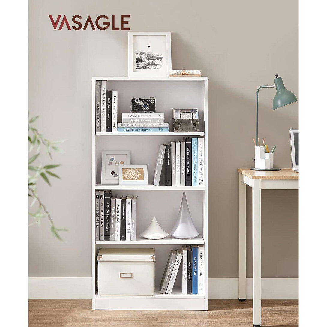 Knižnica so 4 priehradkami, polička na knihy, biela | VASAGLE-Vashome.sk