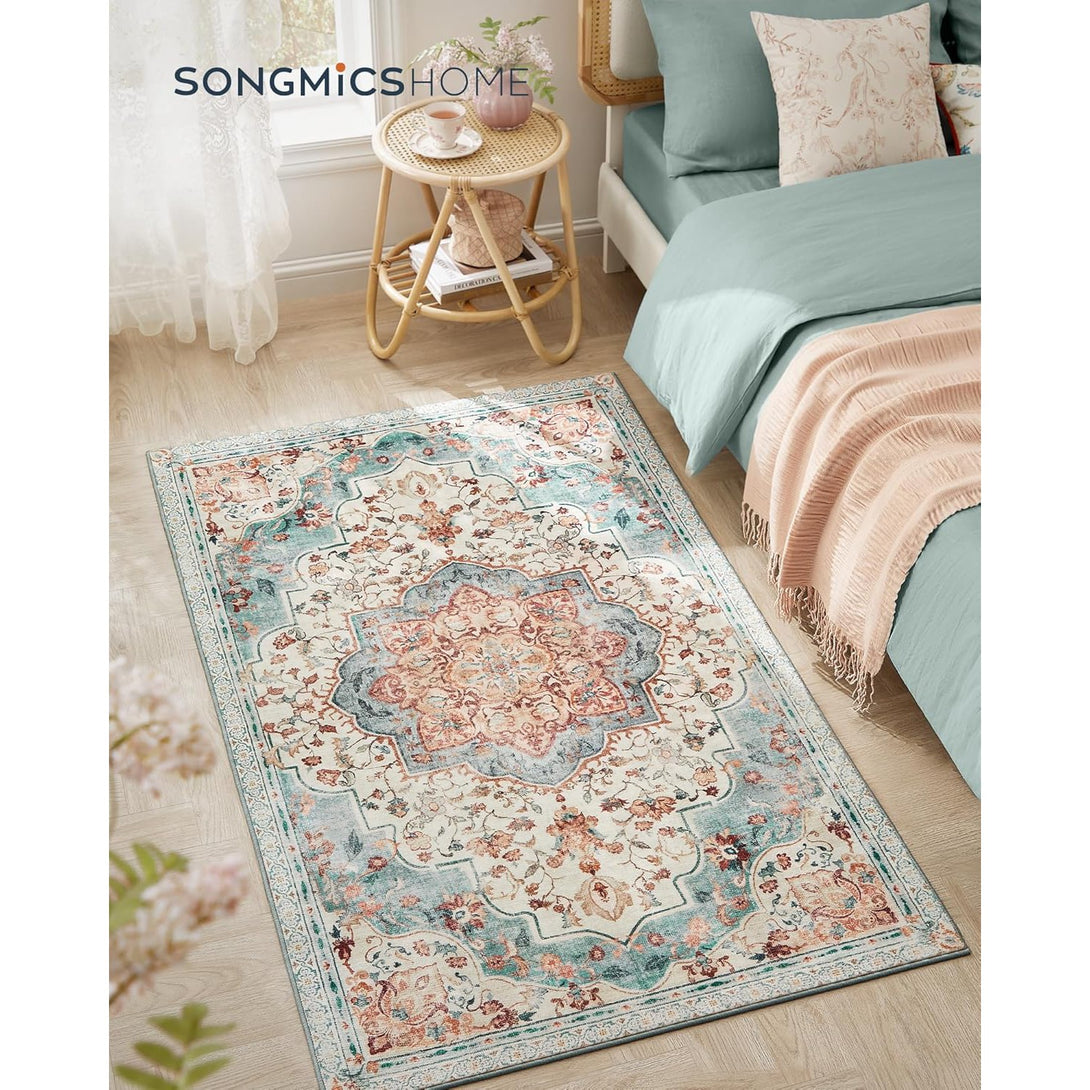Koberec 92 x 153 cm, Protišmykový, Tradičný vintage štýl, Aqua Blue-Vashome.sk
