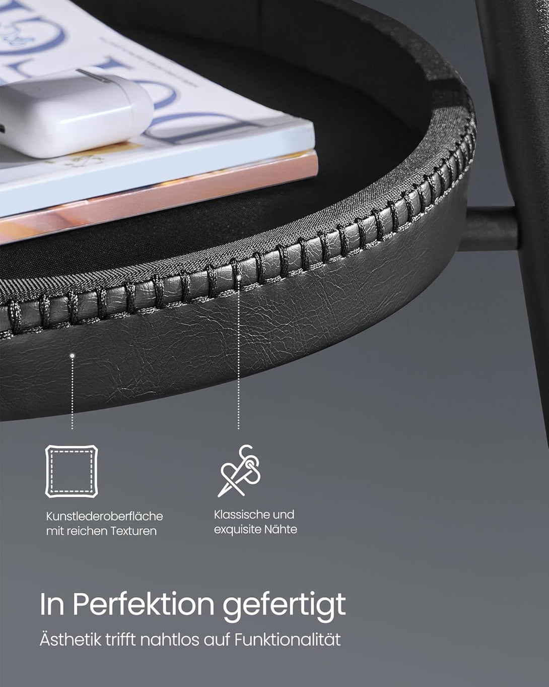 Kolekcia EKHO – barový stôl s úložným priestorom, okrúhly vysoký barový stolík, čierny-Vashome.sk