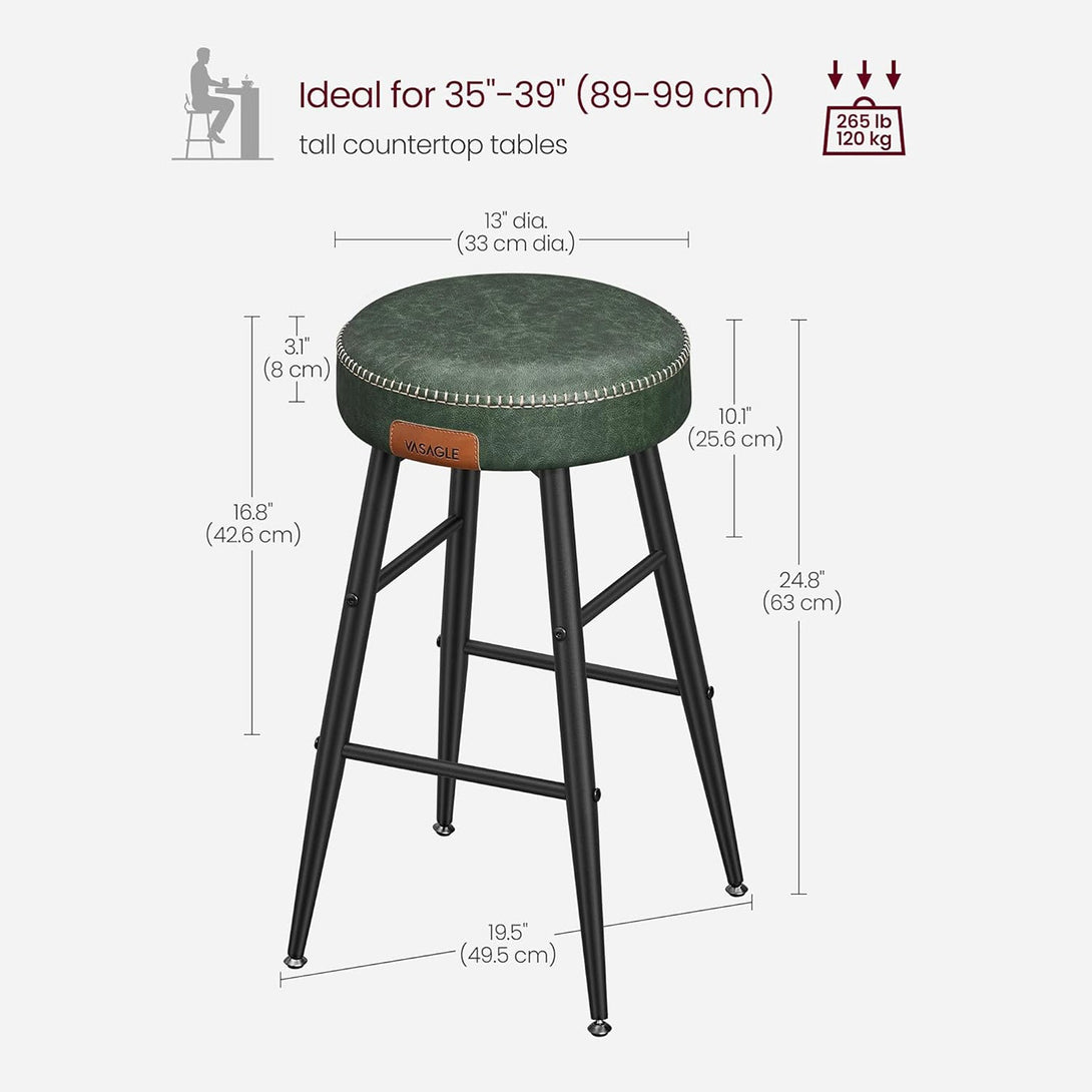 Kolekcia EKHO – Súprava barových stoličiek 2 ks, syntetická koža s prešívaním, zelená-Vashome.sk