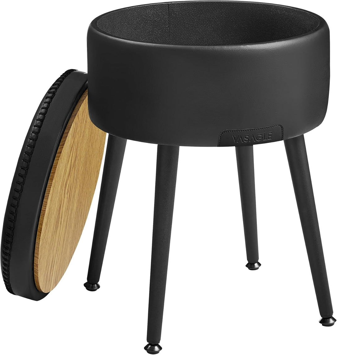 Kolekcia EKHO Úložná taburetka, Stolička k toaletnému stolíku, nosnosť 150 kg, čierna-Vashome.sk