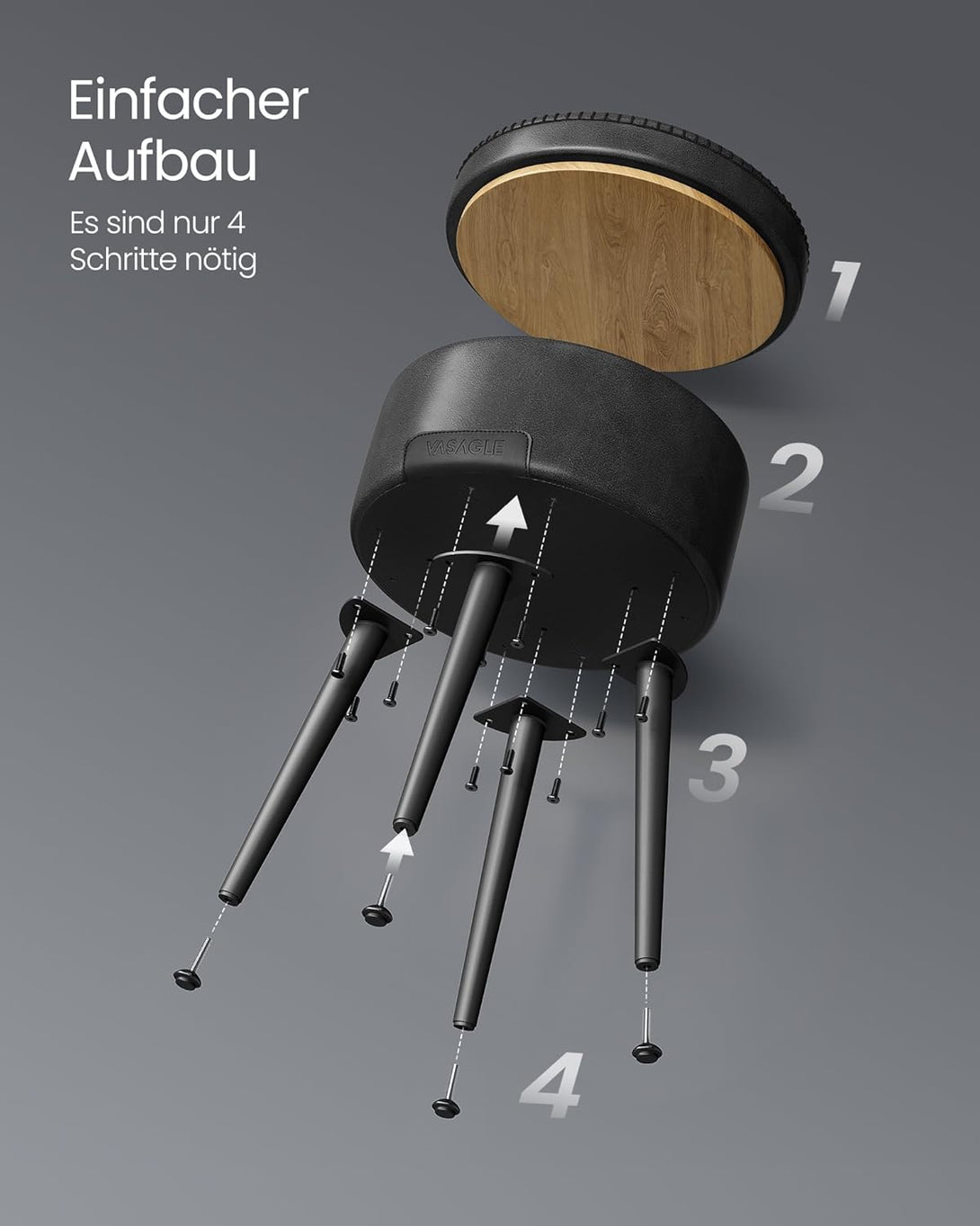 Kolekcia EKHO Úložná taburetka, Stolička k toaletnému stolíku, nosnosť 150 kg, čierna-Vashome.sk