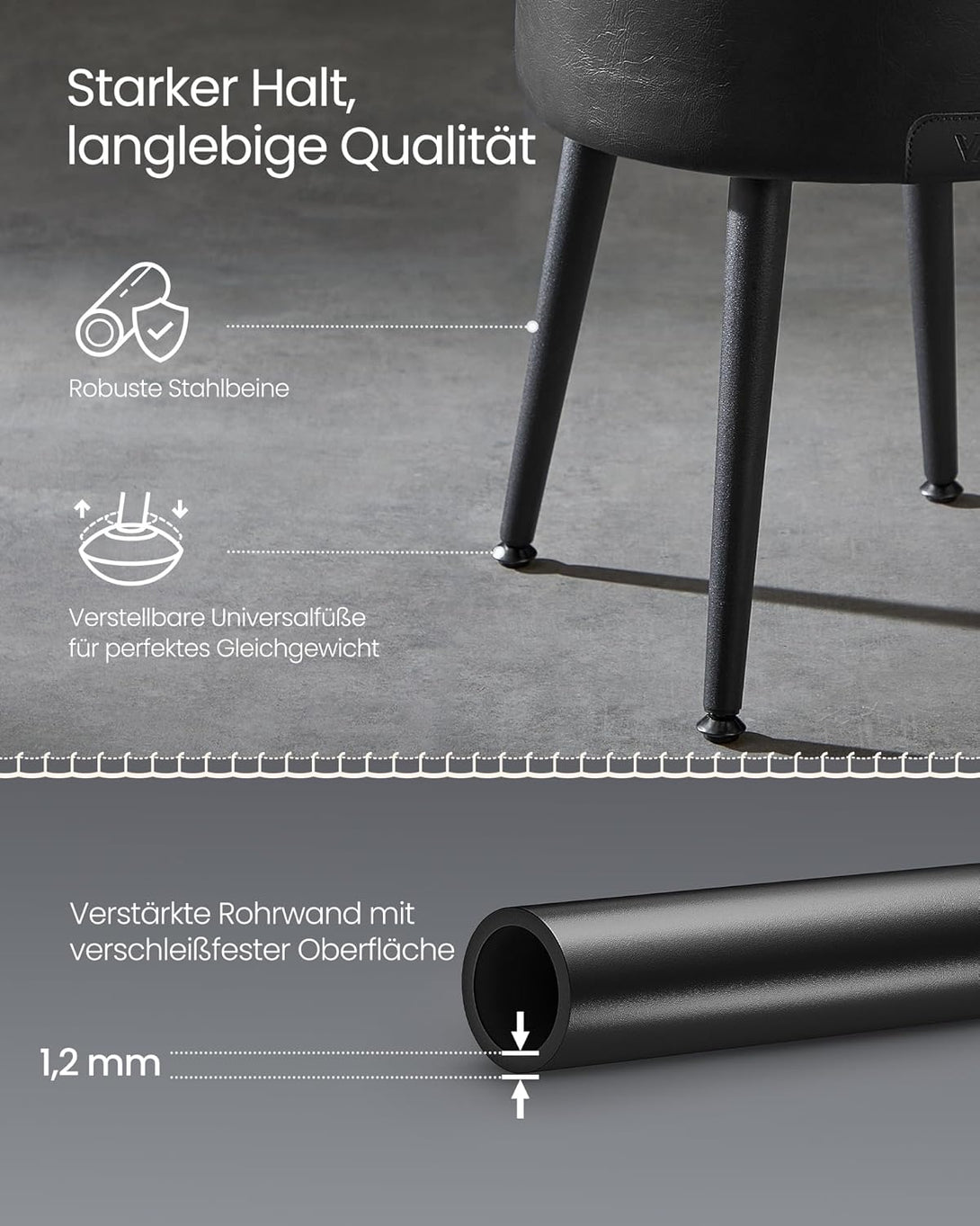 Kolekcia EKHO Úložná taburetka, Stolička k toaletnému stolíku, nosnosť 150 kg, čierna-Vashome.sk