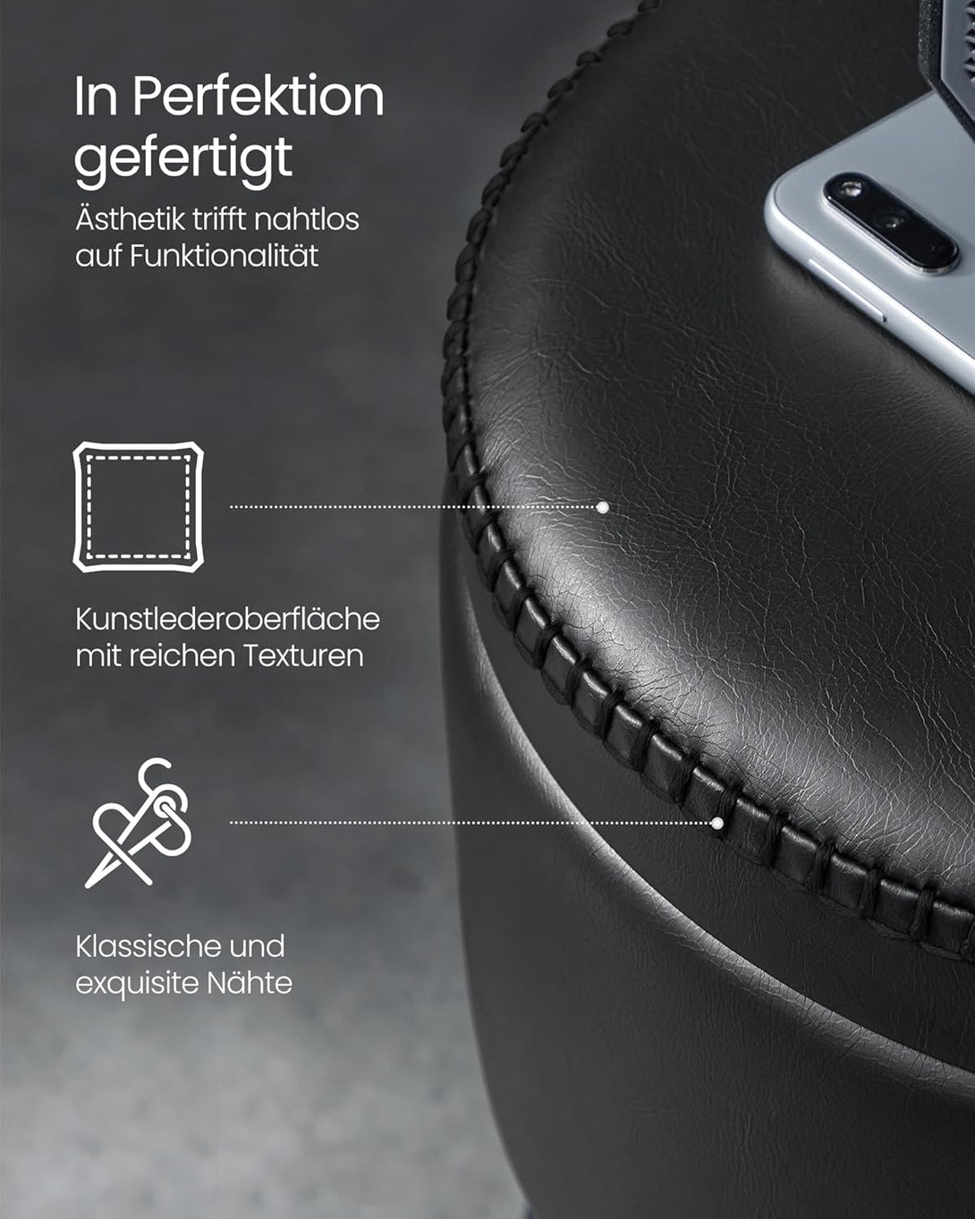 Kolekcia EKHO Úložná taburetka, Stolička k toaletnému stolíku, nosnosť 150 kg, čierna-Vashome.sk