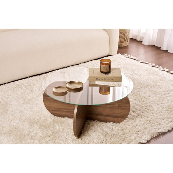 Konferenčný stôl Aeris - Walnut, Transparent-Vashome.sk