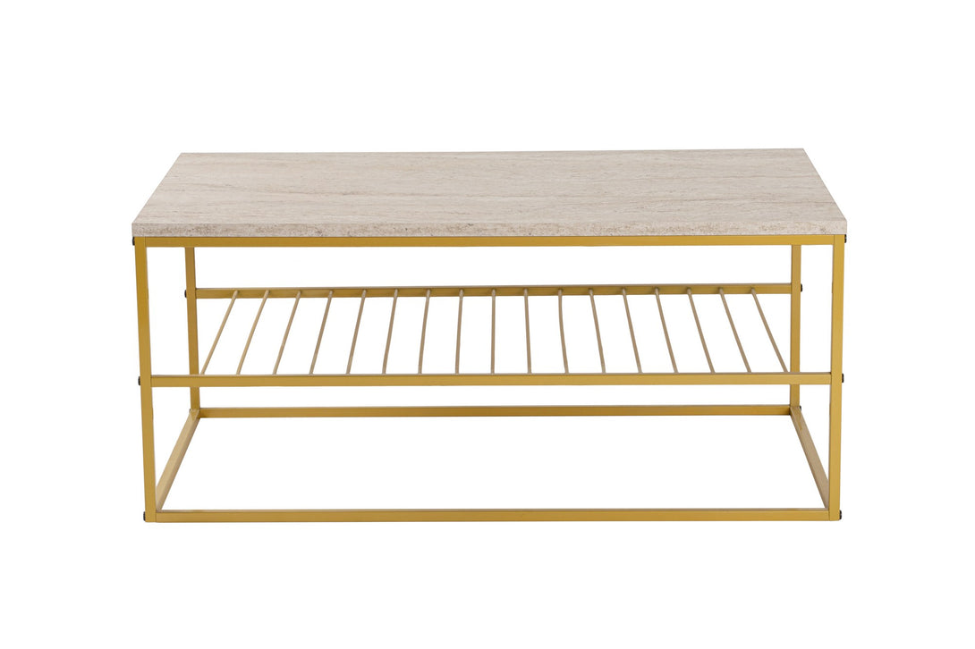 Konferenčný stôl Asude - Gold, Travertine-Vashome.sk