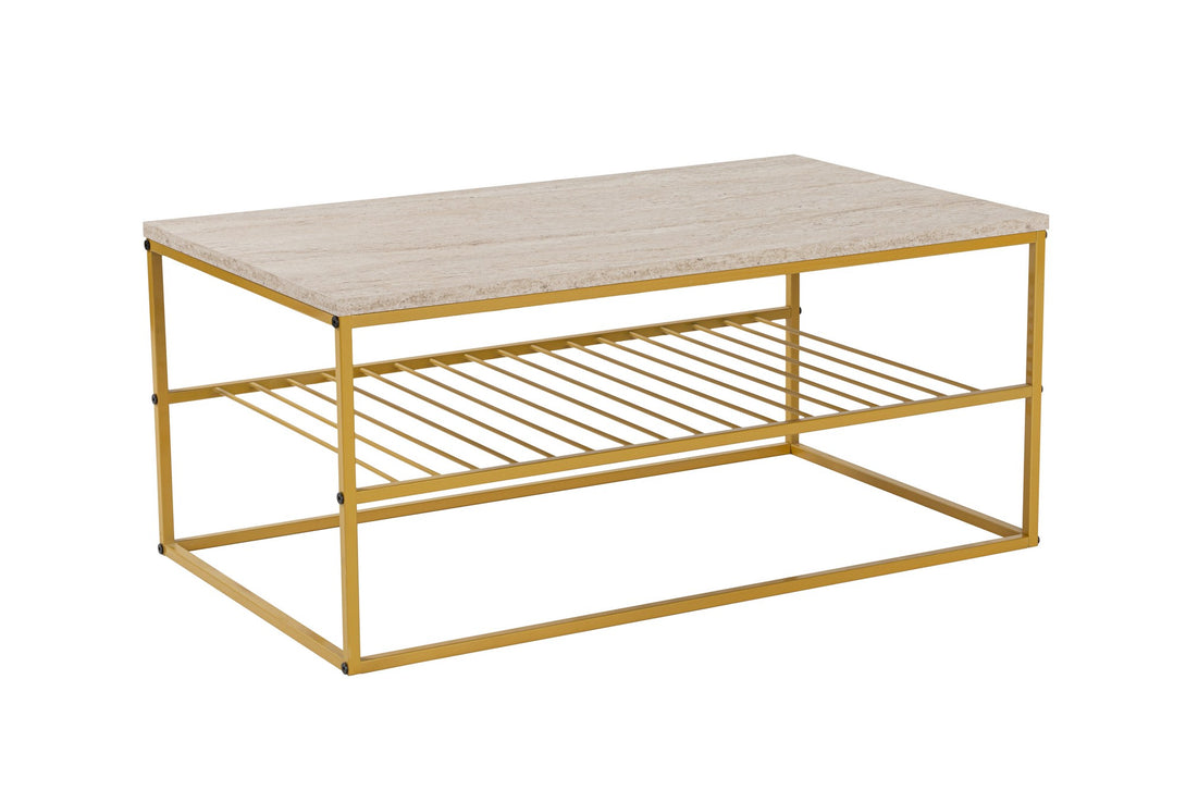 Konferenčný stôl Asude - Gold, Travertine-Vashome.sk