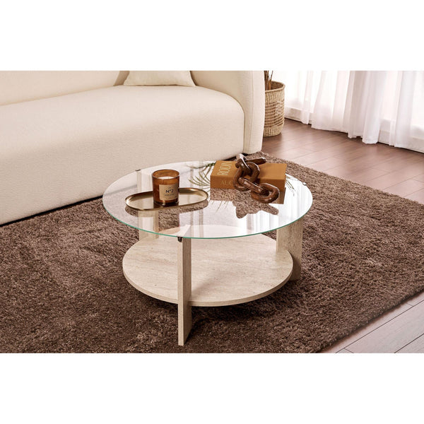 Konferenčný stôl Clara - Travertine, Transparent-Vashome.sk