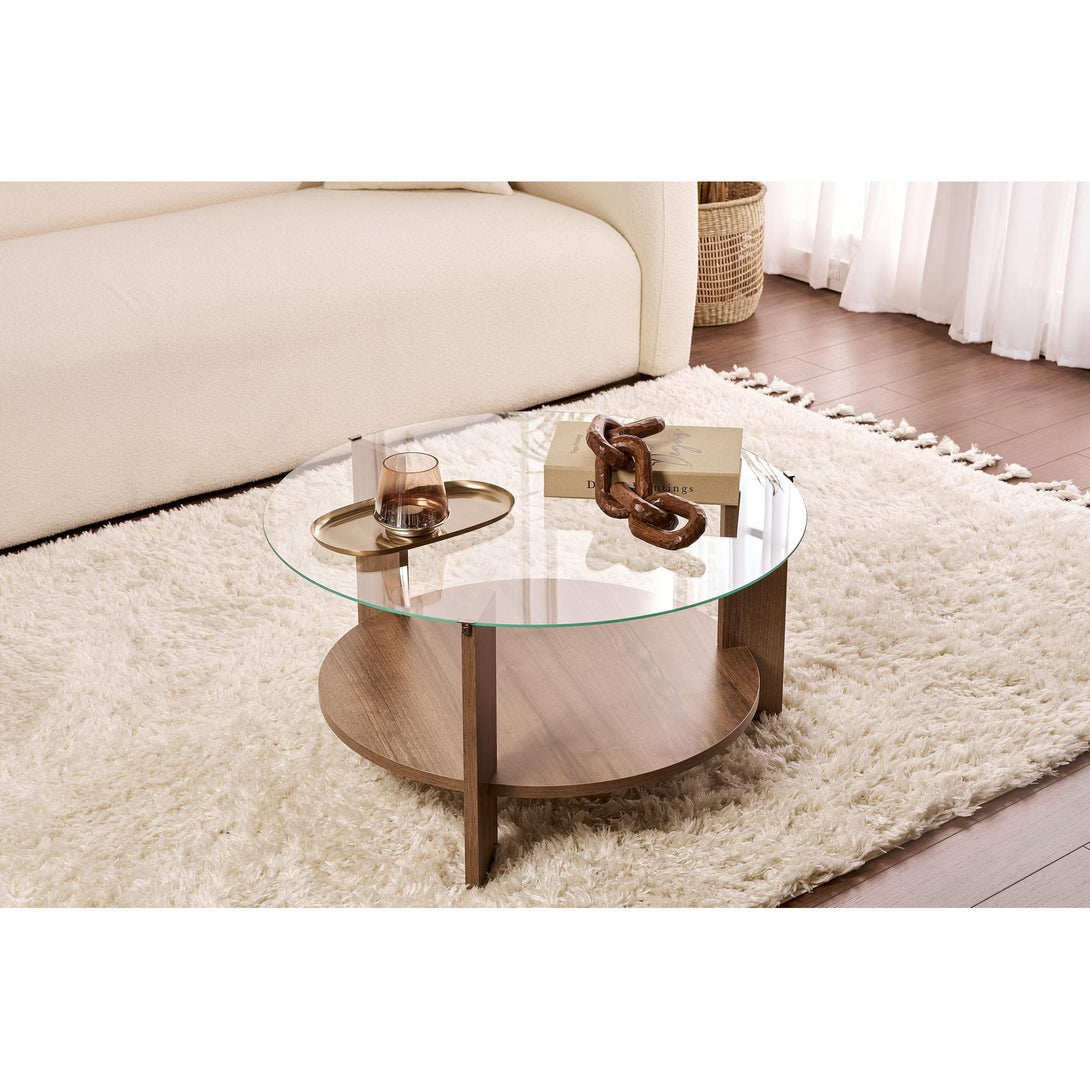 Konferenčný stôl Clara - Walnut, Transparent-Vashome.sk