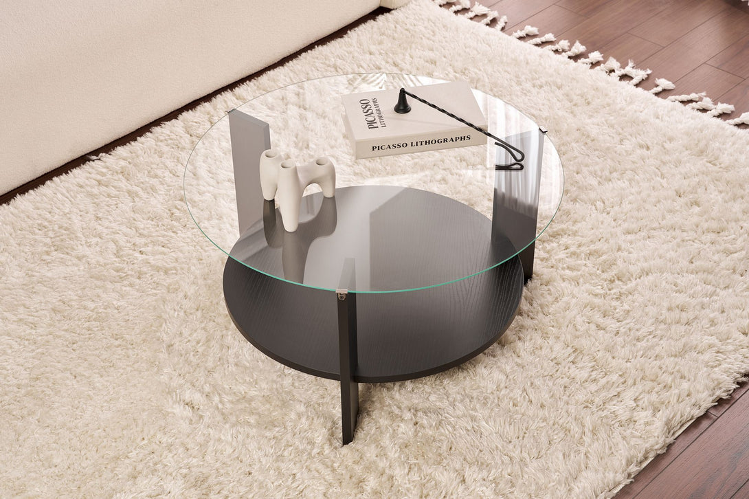 Konferenčný stôl Clara - Wood Black, Transparent-Vashome.sk