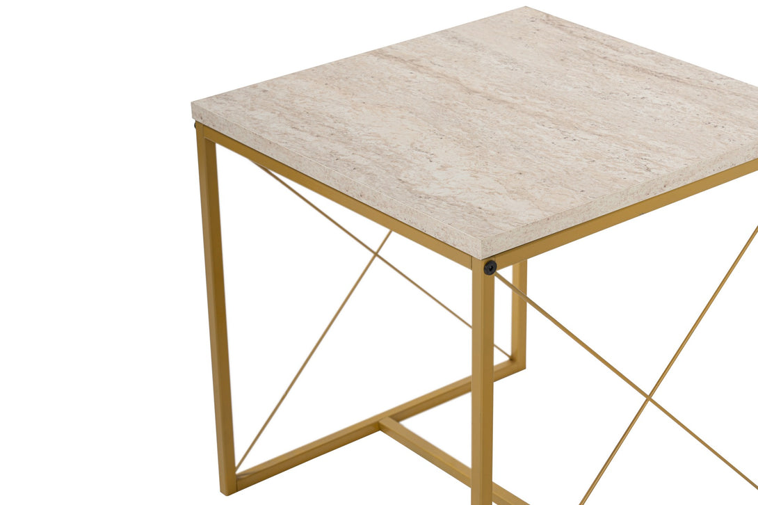Konferenčný stôl Defne - Gold, Travertine-Vashome.sk