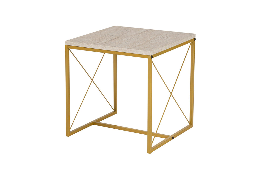 Konferenčný stôl Defne - Gold, Travertine-Vashome.sk