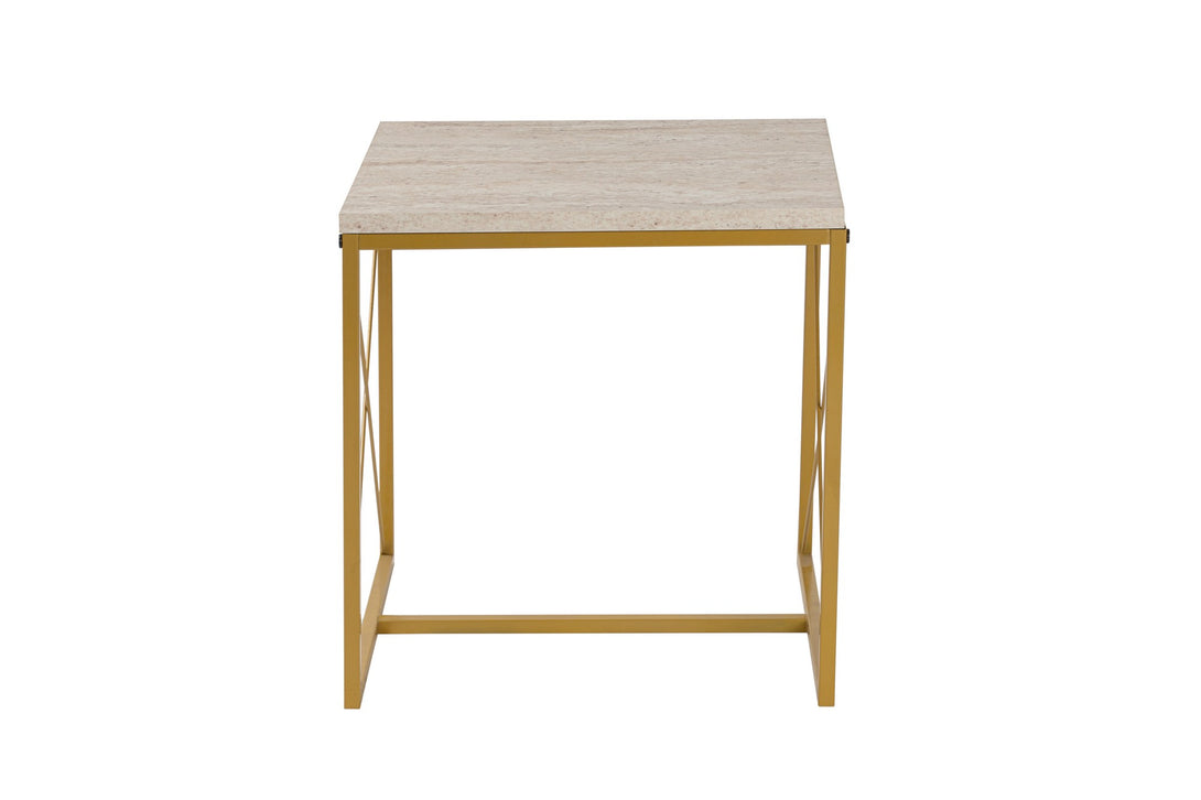 Konferenčný stôl Defne - Gold, Travertine-Vashome.sk