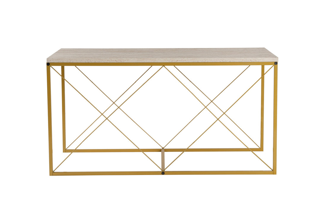 Konferenčný stôl Defne - Gold, Travertine-Vashome.sk