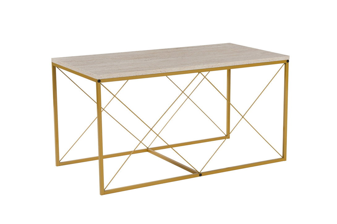 Konferenčný stôl Defne - Gold, Travertine-Vashome.sk