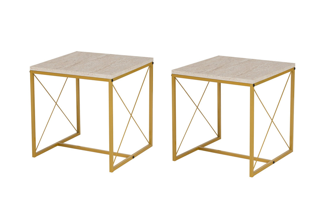 Konferenčný stôl Defne - Gold, Travertine-Vashome.sk