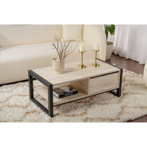 Konferenčný stôl Haldizen - Black, Travertine-Vashome.sk
