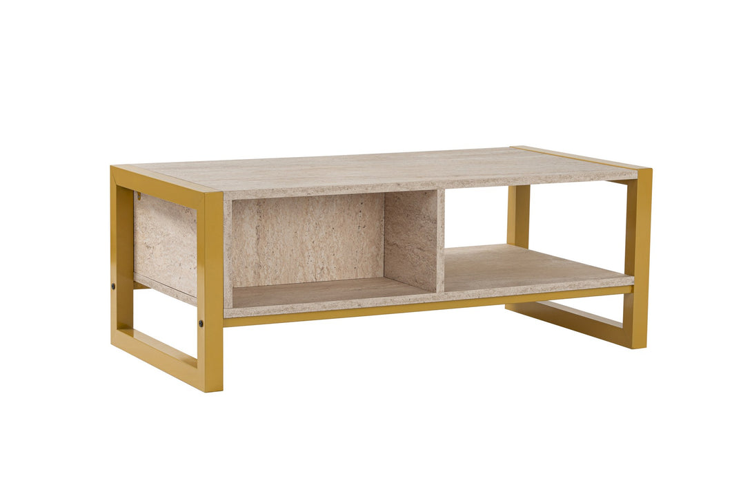 Konferenčný stôl Haldizen - Gold, Travertine-Vashome.sk