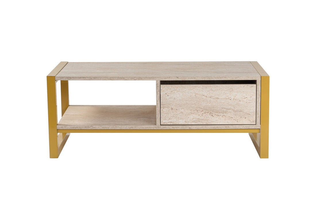 Konferenčný stôl Haldizen - Gold, Travertine-Vashome.sk