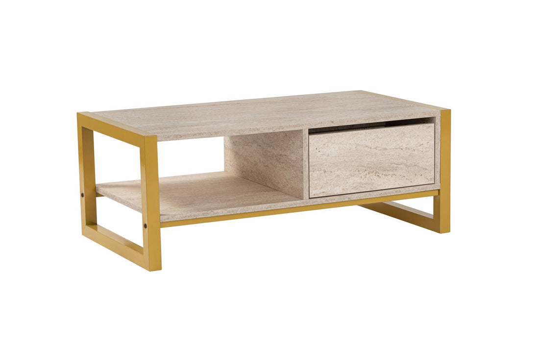 Konferenčný stôl Haldizen - Gold, Travertine-Vashome.sk