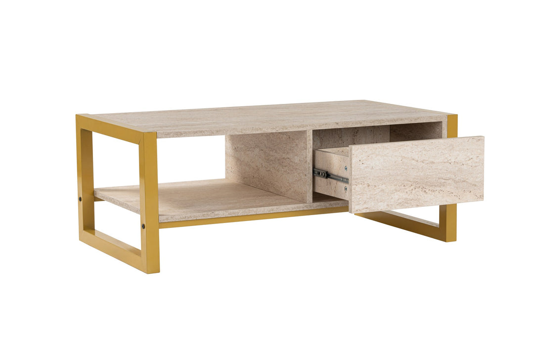 Konferenčný stôl Haldizen - Gold, Travertine-Vashome.sk