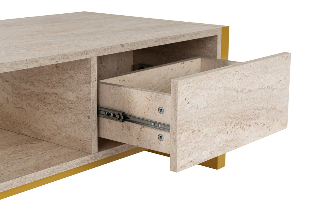 Konferenčný stôl Haldizen - Gold, Travertine-Vashome.sk