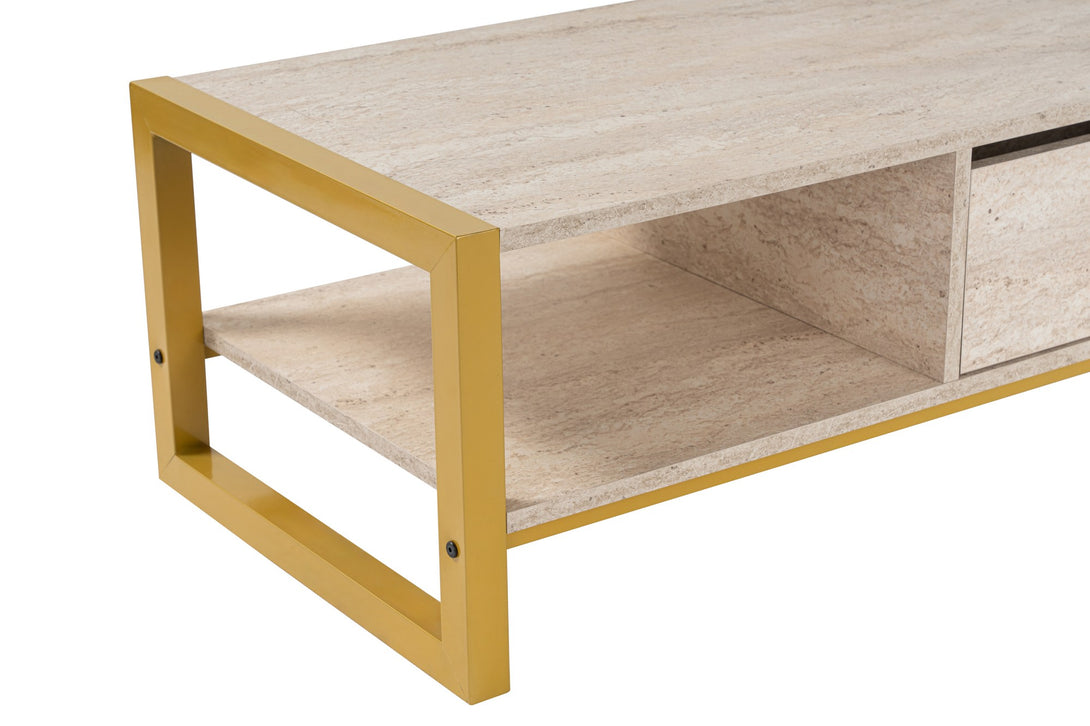 Konferenčný stôl Haldizen - Gold, Travertine-Vashome.sk