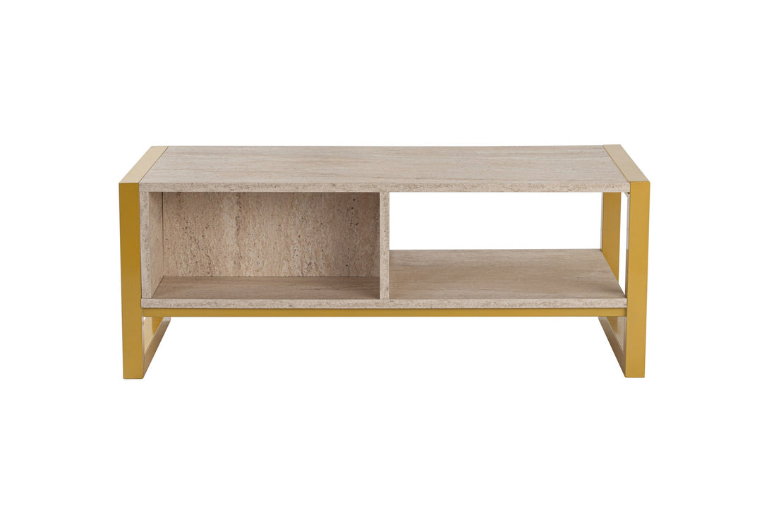 Konferenčný stôl Haldizen - Gold, Travertine-Vashome.sk
