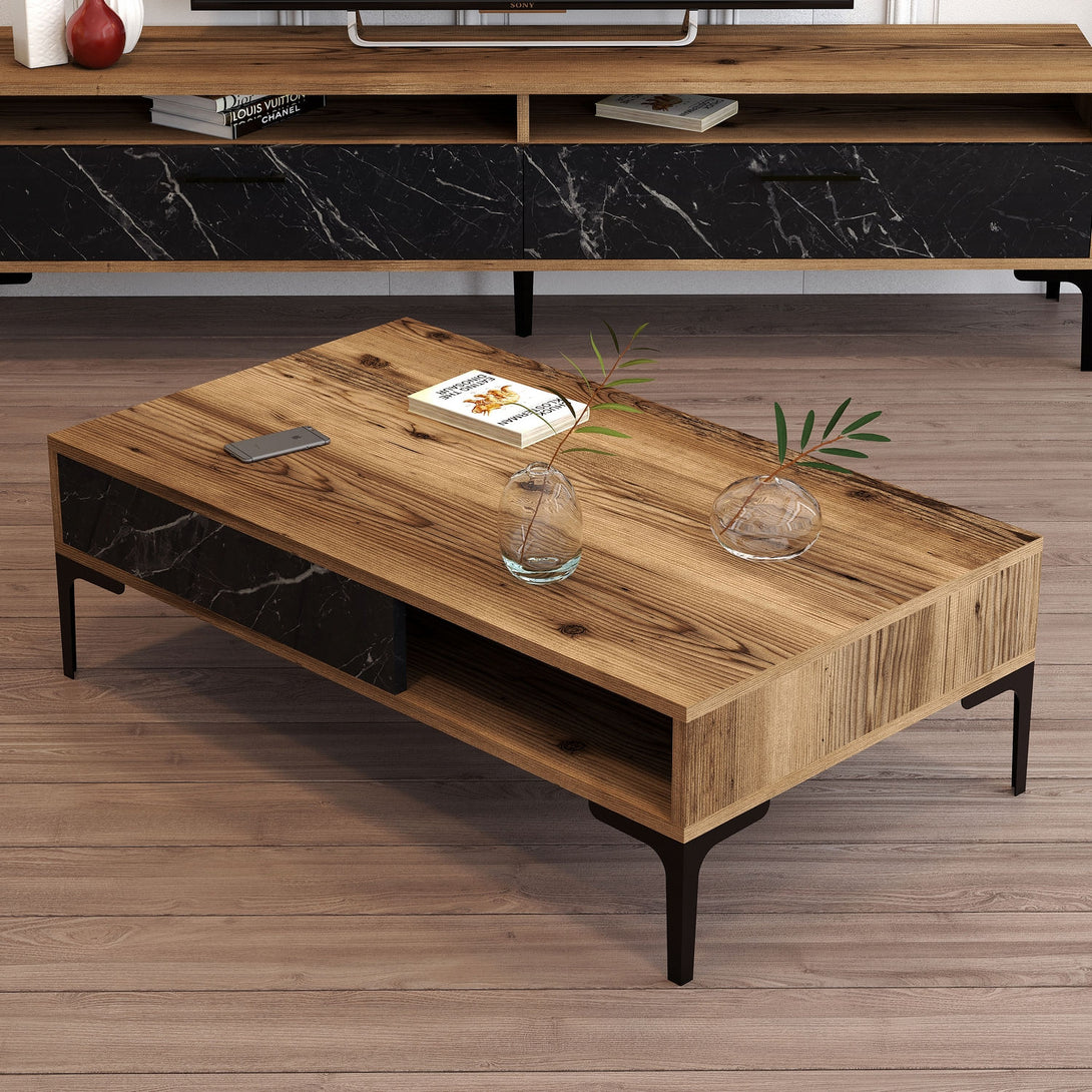 Konferenčný stôl Istanbul - Walnut, Black Marble-Vashome.sk