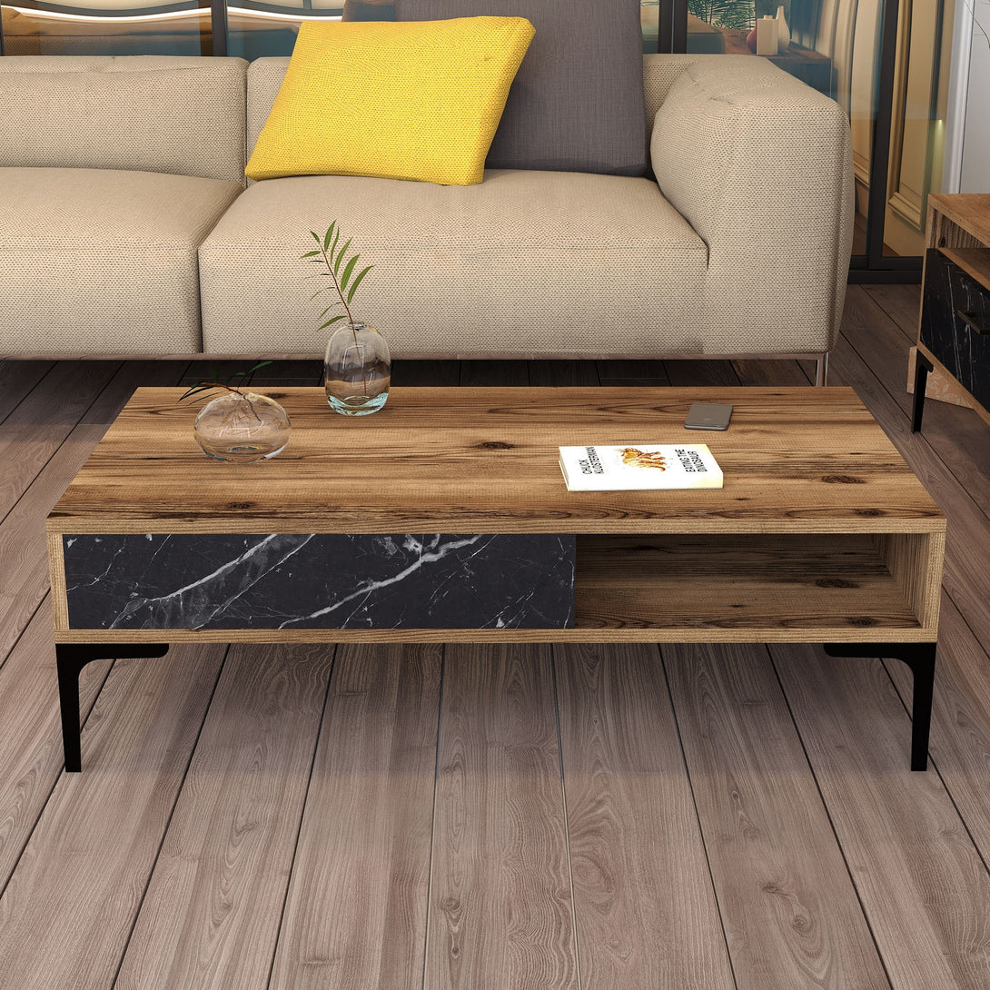 Konferenčný stôl Istanbul - Walnut, Black Marble-Vashome.sk