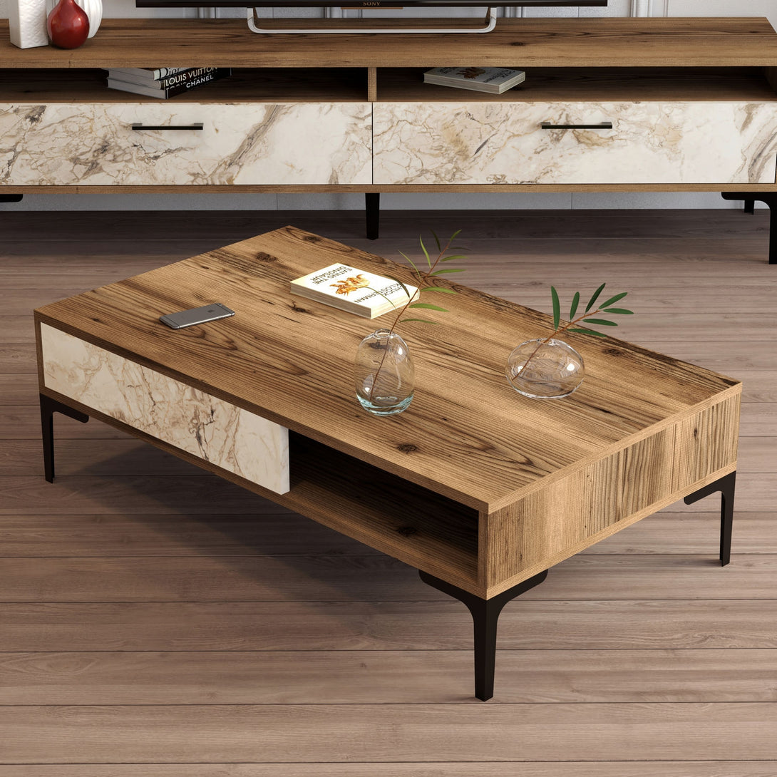 Konferenčný stôl Istanbul - Walnut, White Marble-Vashome.sk