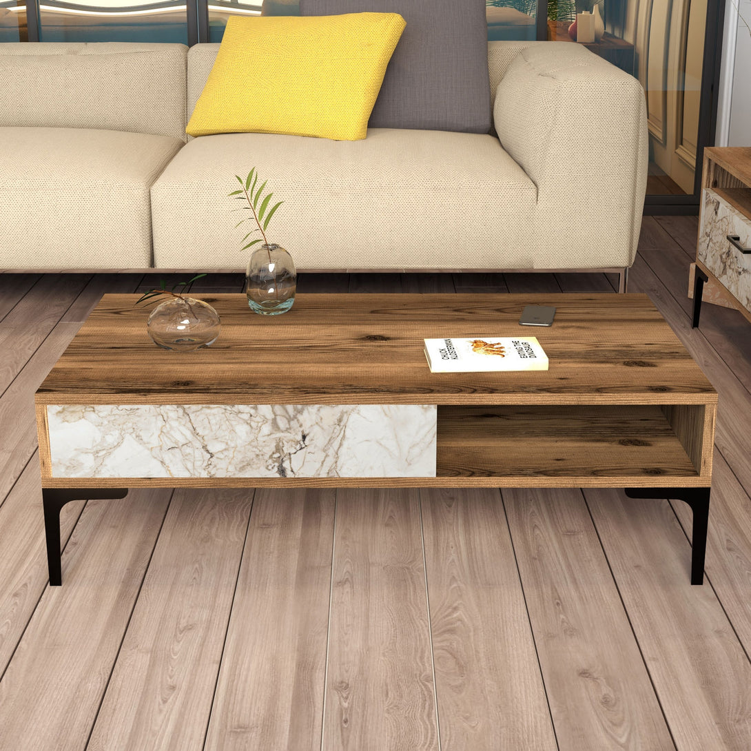 Konferenčný stôl Istanbul - Walnut, White Marble-Vashome.sk