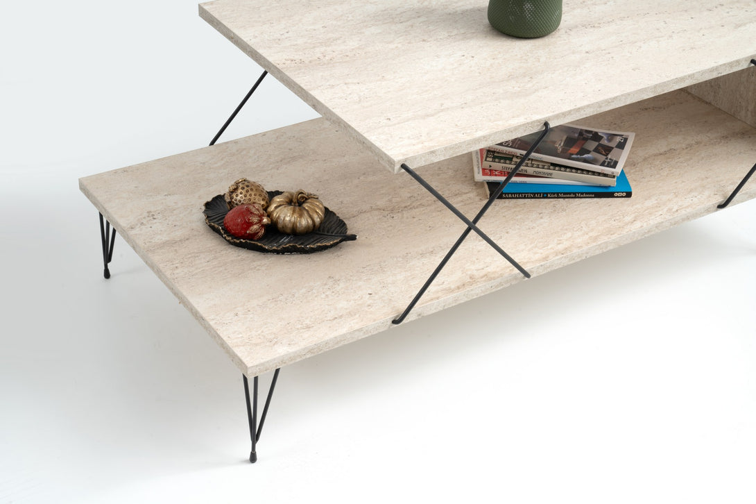 Konferenčný stôl Loire - Black, Travertine-Vashome.sk