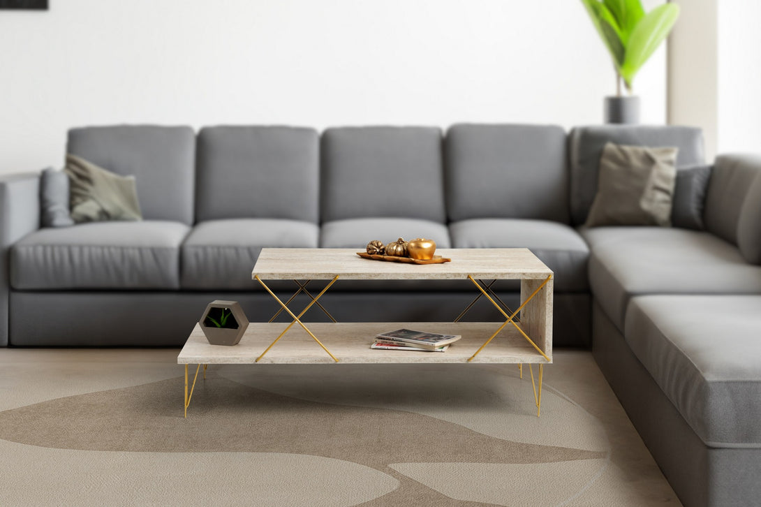 Konferenčný stôl Loire - Gold, Travertine-Vashome.sk