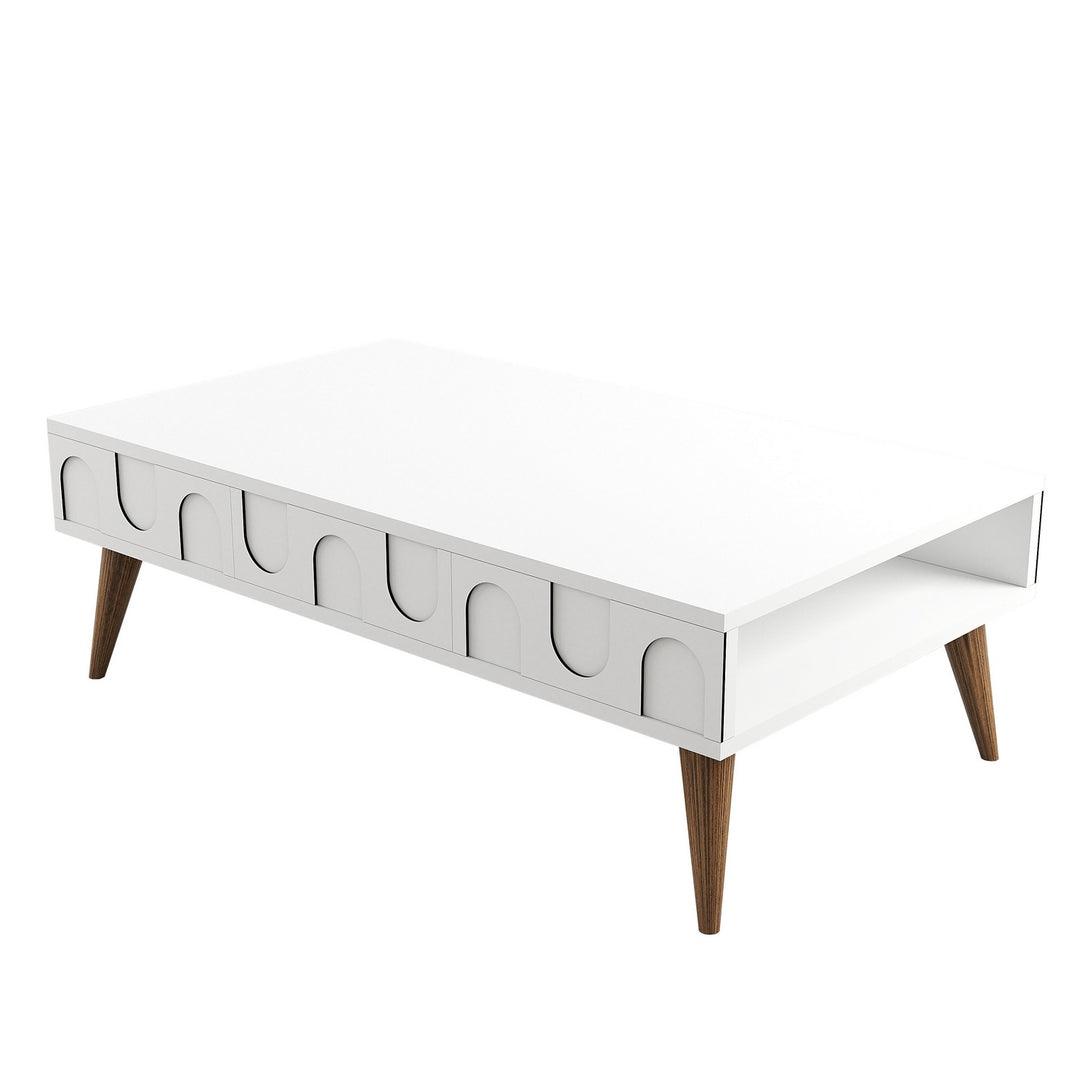 Konferenčný stôl Lyon 34 - White, Walnut-Vashome.sk