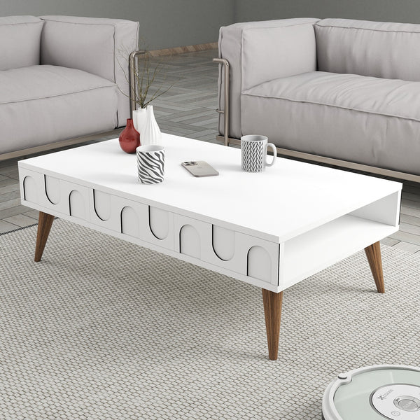 Konferenčný stôl Lyon 34 - White, Walnut-Vashome.sk