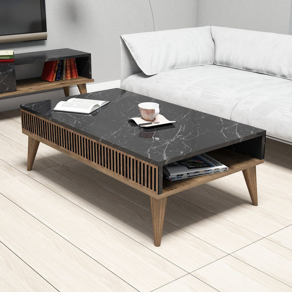 Konferenčný stôl Milan - Walnut, Black-Vashome.sk