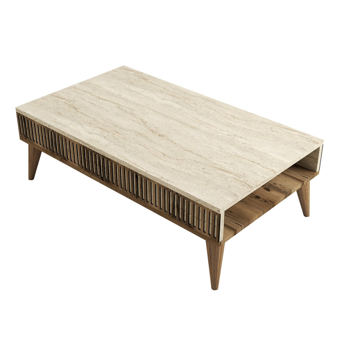 Konferenčný stôl Milan - Walnut, Travertine-Vashome.sk