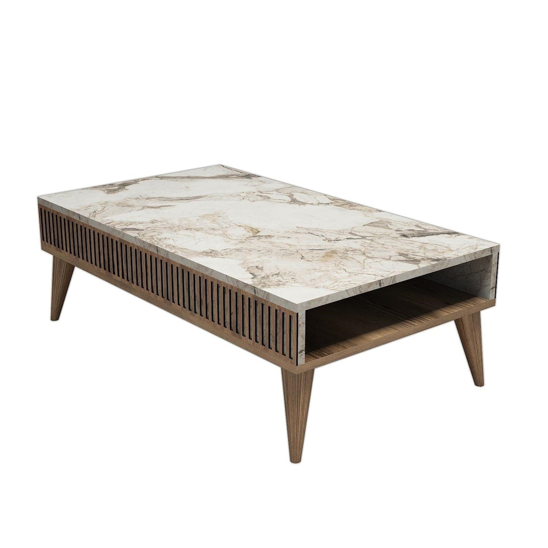 Konferenčný stôl Milan - Walnut, White Marble-Vashome.sk
