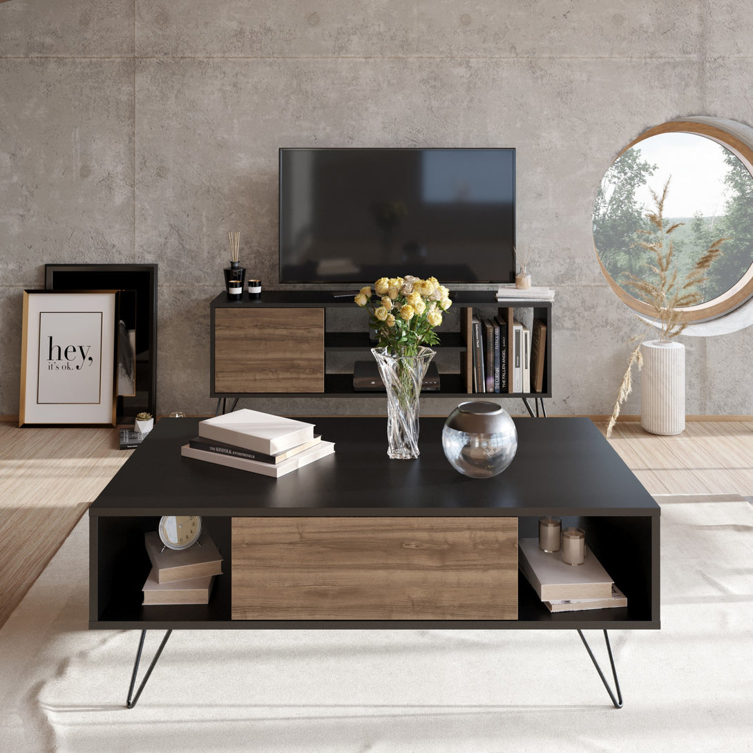 Konferenčný stôl Mistico - Black, Walnut-Vashome.sk