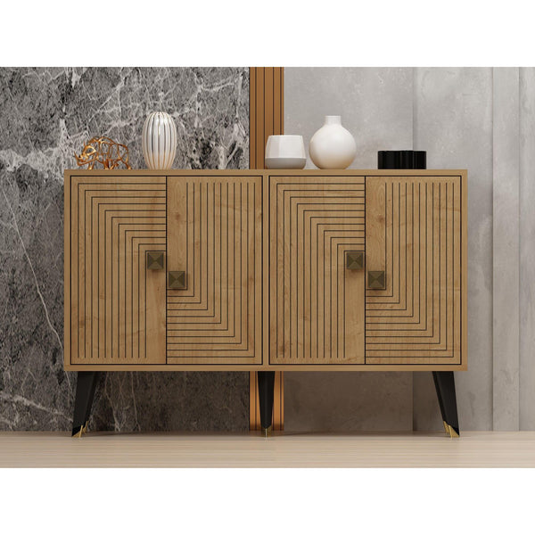Konzolasztal Ahart - Sapphire Oak, Gold-Vashome.sk