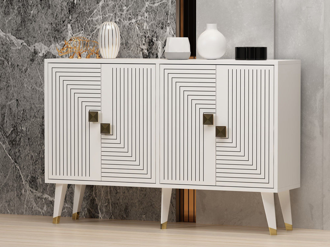 Konzolasztal Ahart - White, Gold-Vashome.sk