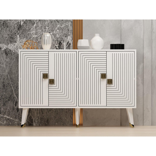 Konzolasztal Ahart - White, Gold-Vashome.sk