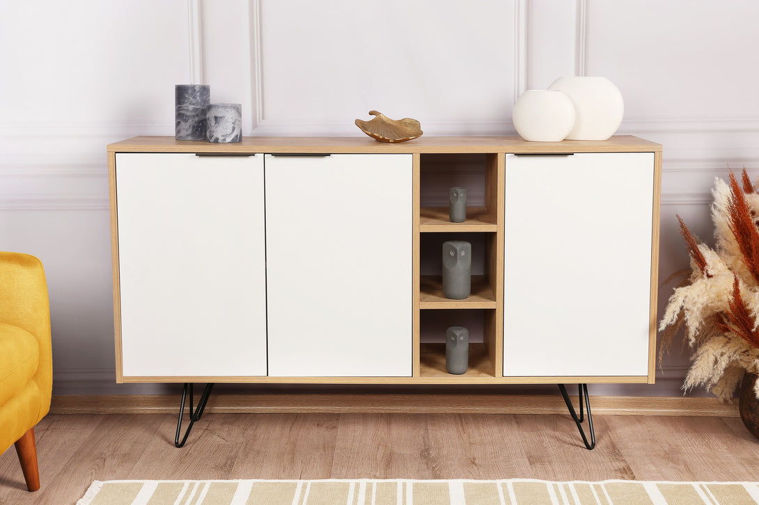 Konzolasztal Clara Console - Oak, White-Vashome.sk