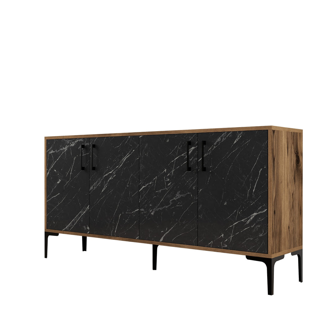 Konzolasztal Kiev 160 - Walnut, Black Marble-Vashome.sk