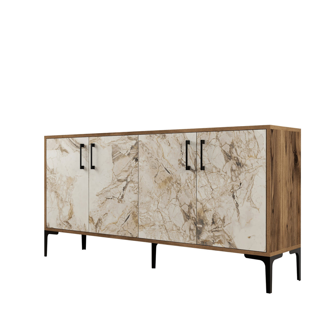 Konzolasztal Kiev 160 - Walnut, White Marble-Vashome.sk