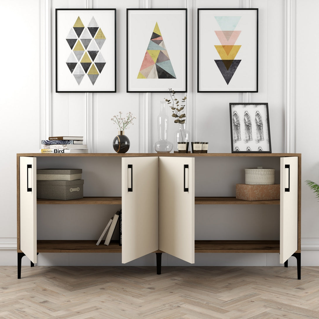 Konzolasztal Kiev - Walnut, Cream-Vashome.sk