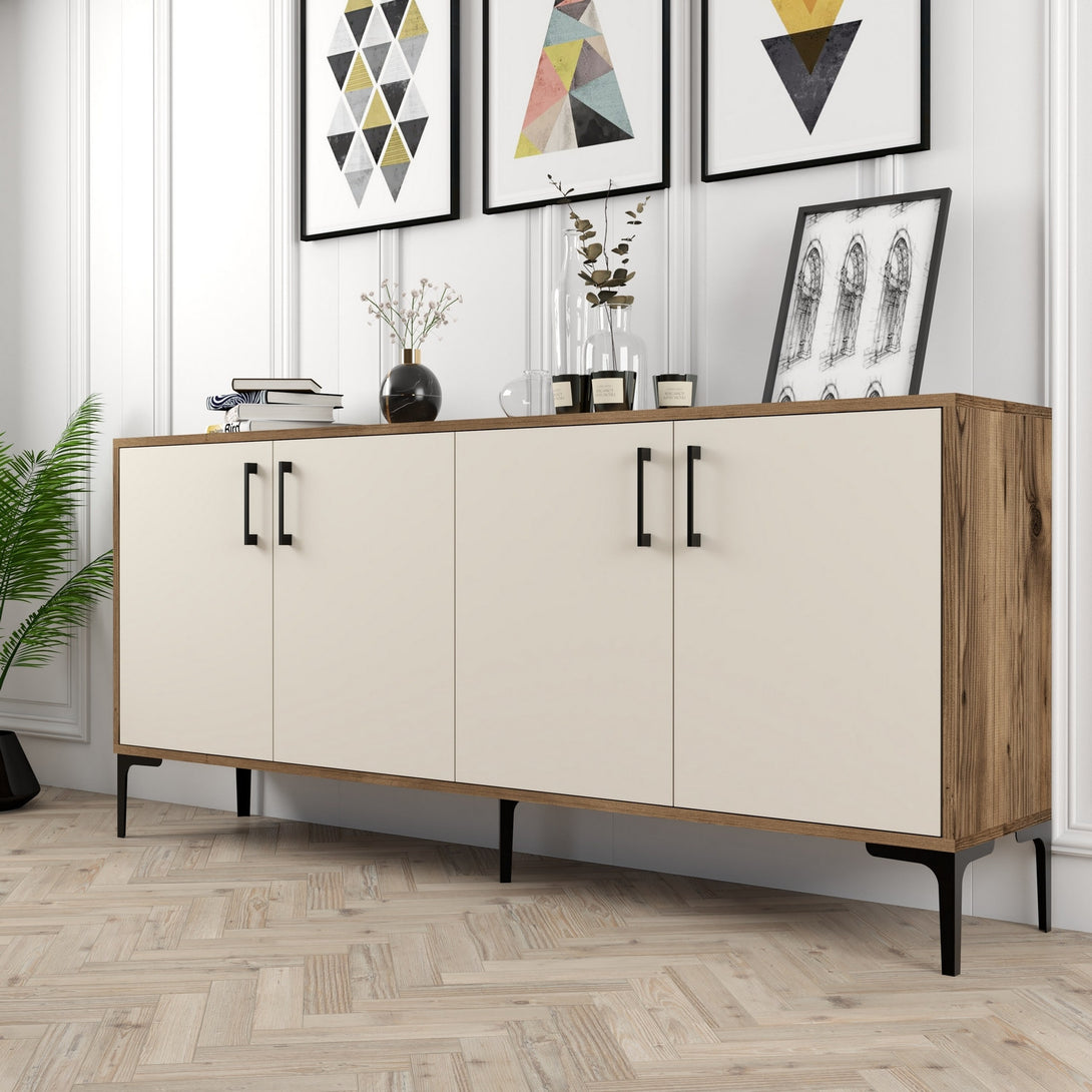 Konzolasztal Kiev - Walnut, Cream-Vashome.sk