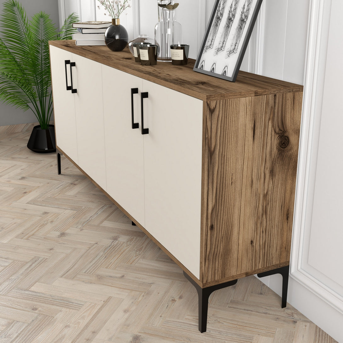 Konzolasztal Kiev - Walnut, Cream-Vashome.sk