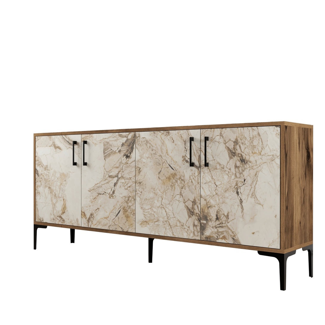 Konzolasztal Kiev - Walnut, White Marble-Vashome.sk